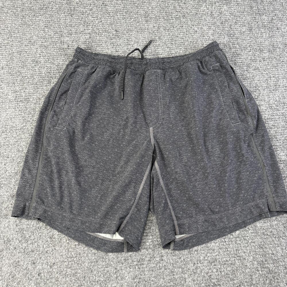 Lululemon Shorts Mens 32 Gray Herringbone Lined Athletic 8.5 Inseam Running Gym